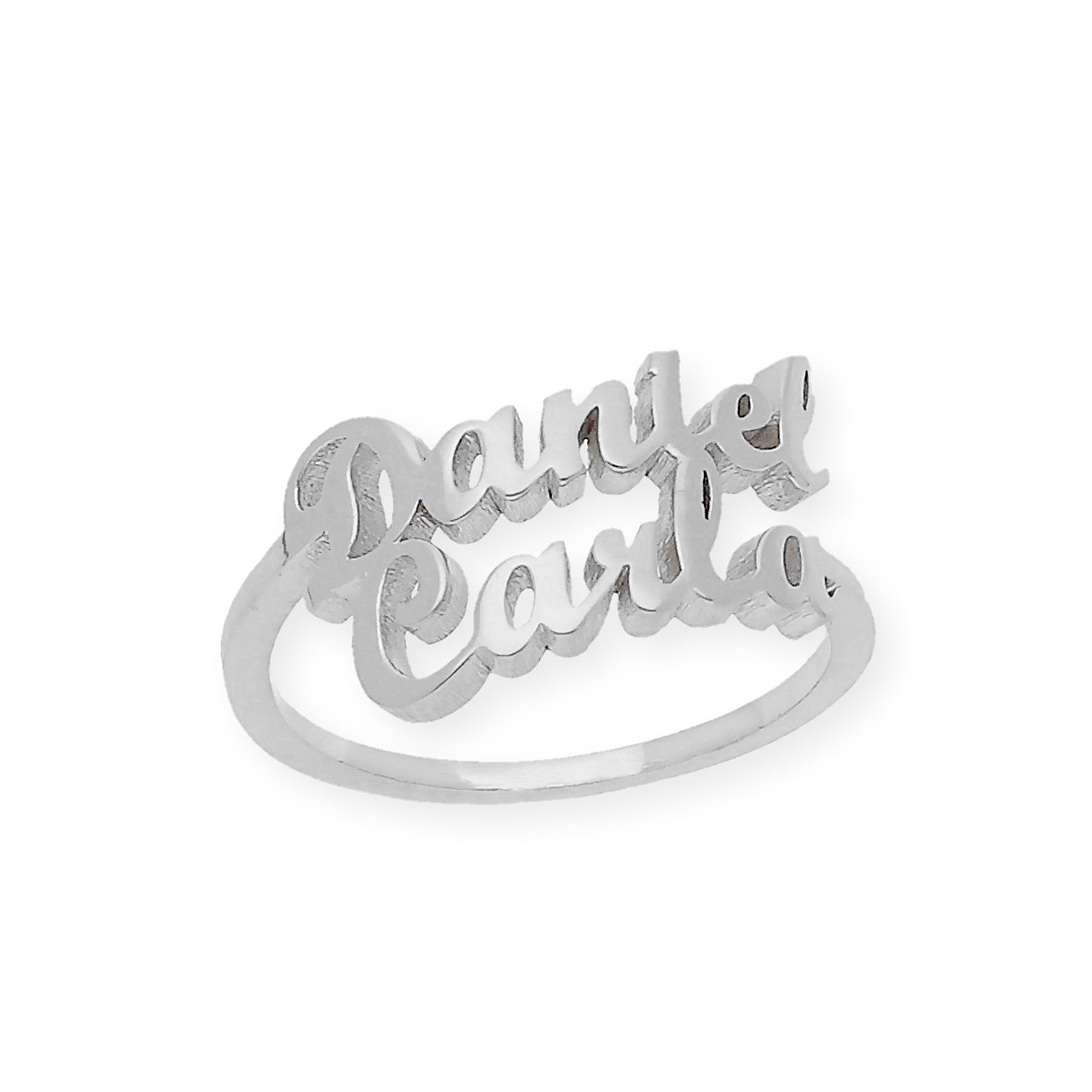 Anillo Ninette Doble Nombre en Plata 925 con Baño de Oro Rosa 18k