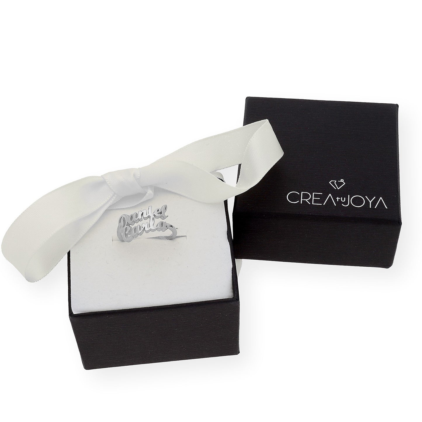 Anillo Ninette Doble Nombre en Plata 925 con Baño de Oro Rosa 18k