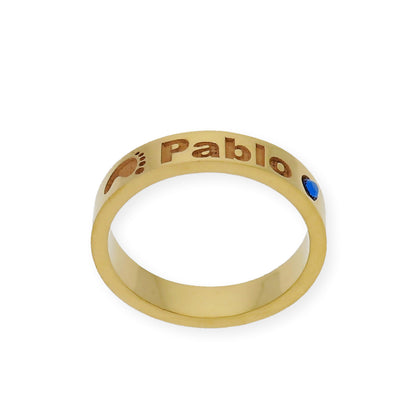 Anillo Amor de Madre con Piedra de Color en Plata 925 con Baño de Oro 18k