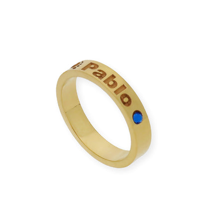 Anillo Amor de Madre con Piedra de Color en Plata 925 con Baño de Oro Rosa 18k