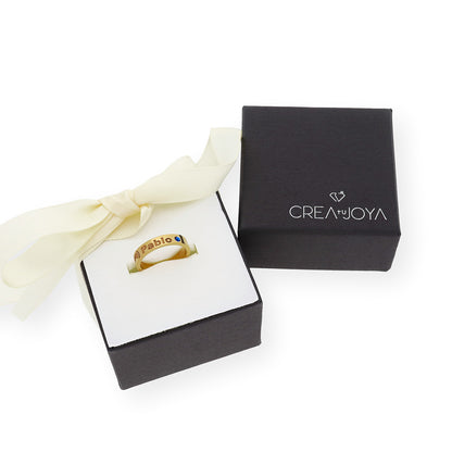 Anillo Amor de Madre con Piedra de Color en Plata 925 con Baño de Oro Rosa 18k