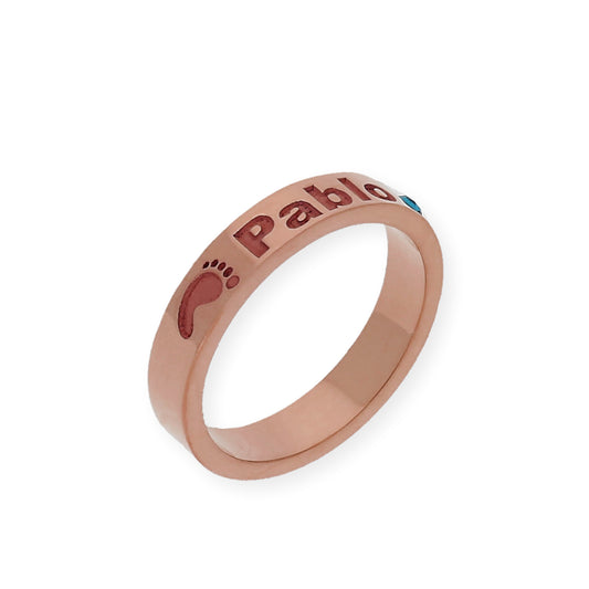 Anillo Amor de Madre con Piedra de Color en Plata 925 con Baño de Oro Rosa 18k