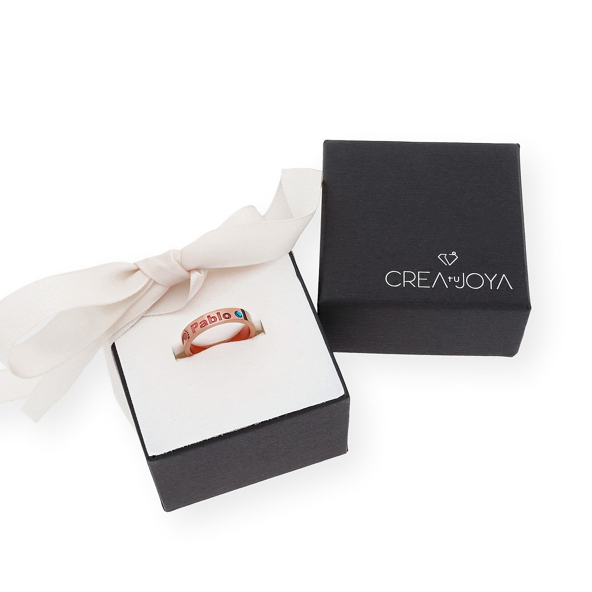 Anillo Amor de Madre con Piedra de Color en Plata 925 con Baño de Oro Rosa 18k