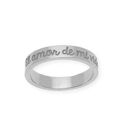 Anillo Elin Frase Grabada en Plata 925 con Baño de Oro 18k