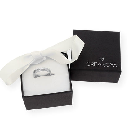 Anillo Elin Frase Grabada en Plata 925 con Baño de Oro 18k