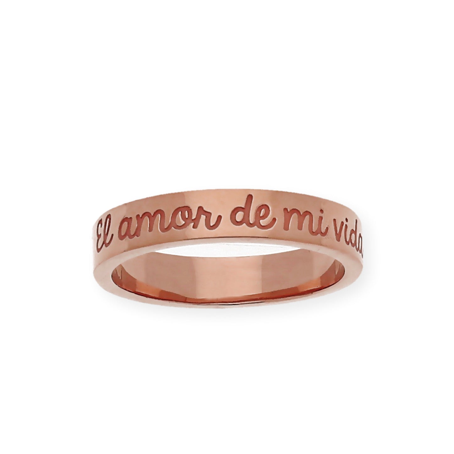 Anillo Elin Frase Grabada en Plata 925 con Baño de Oro 18k