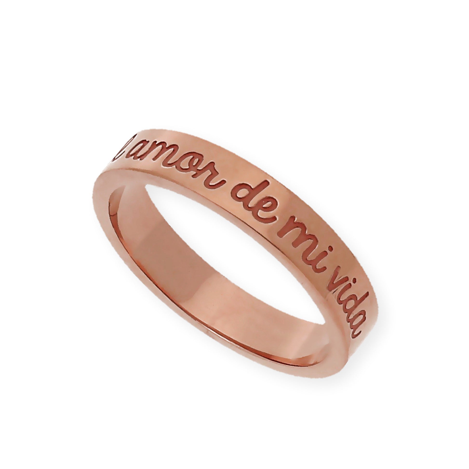 Anillo Elin Frase Grabada en Plata 925 con Baño de Oro Rosa 18k