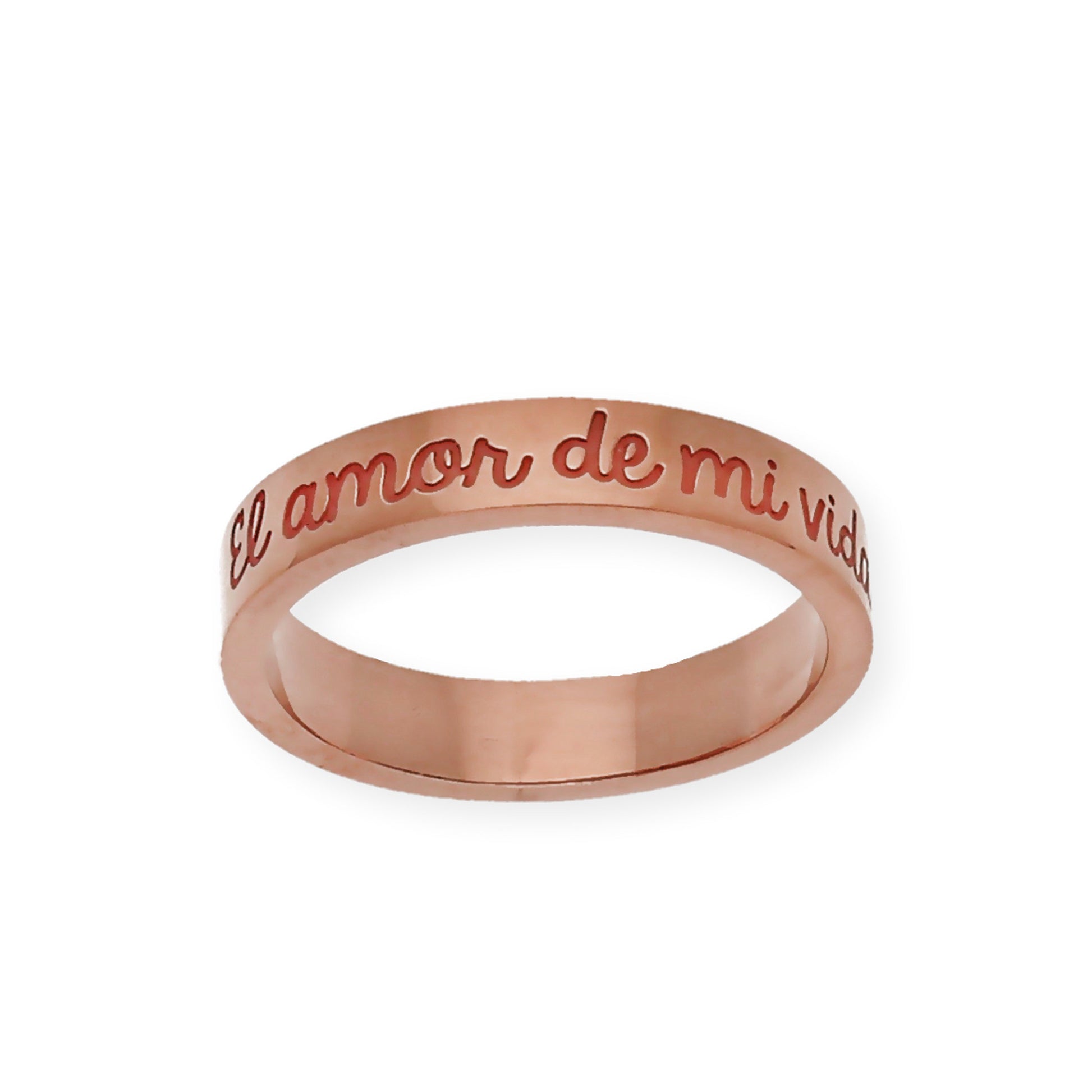 Anillo Elin Frase Grabada en Plata 925 con Baño de Oro Rosa 18k
