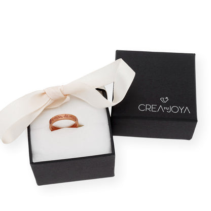 Anillo Elin Frase Grabada en Plata 925 con Baño de Oro Rosa 18k