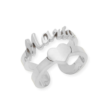 Anillo Koro Doble Tira Nombre y Corazón en Plata 925