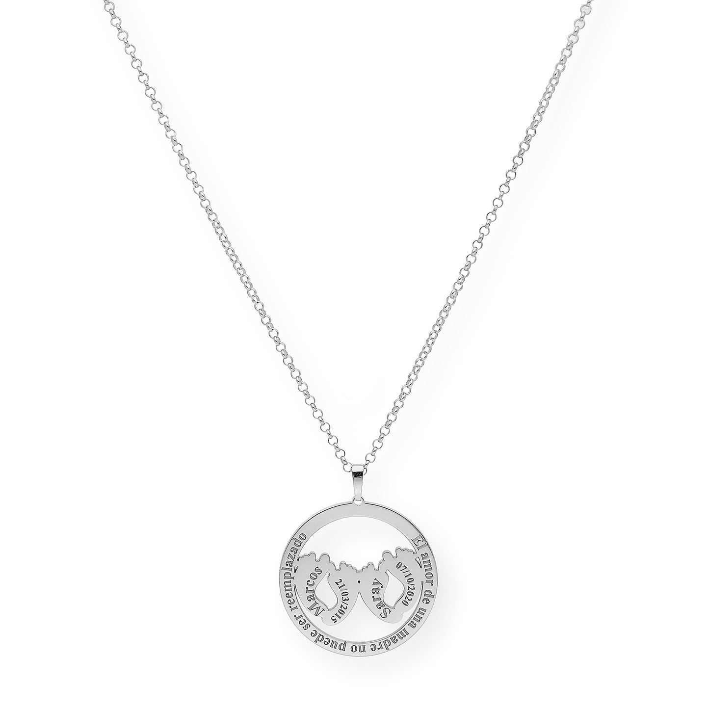 Colgante Eres Mi Vida con Frase y Huella en Plata 925