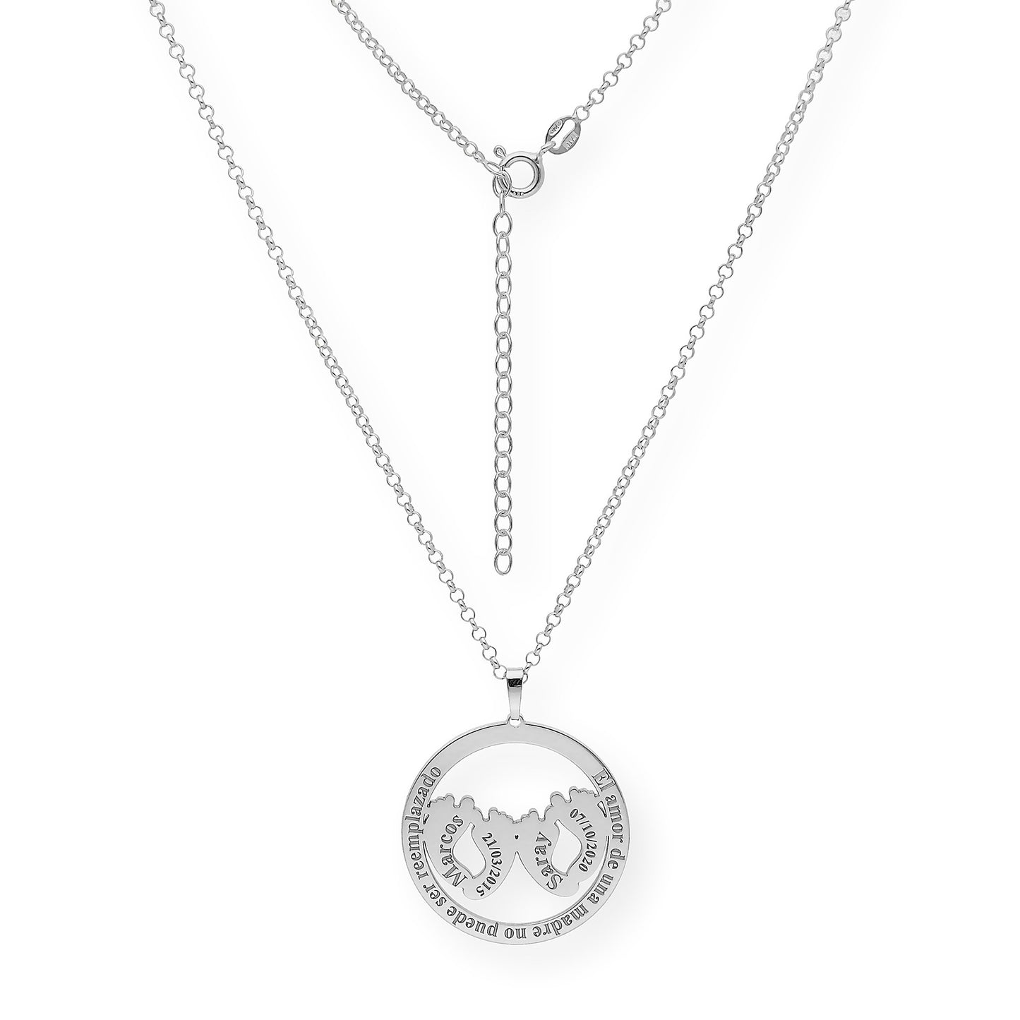 Colgante Eres Mi Vida con Frase y Huella en Plata 925