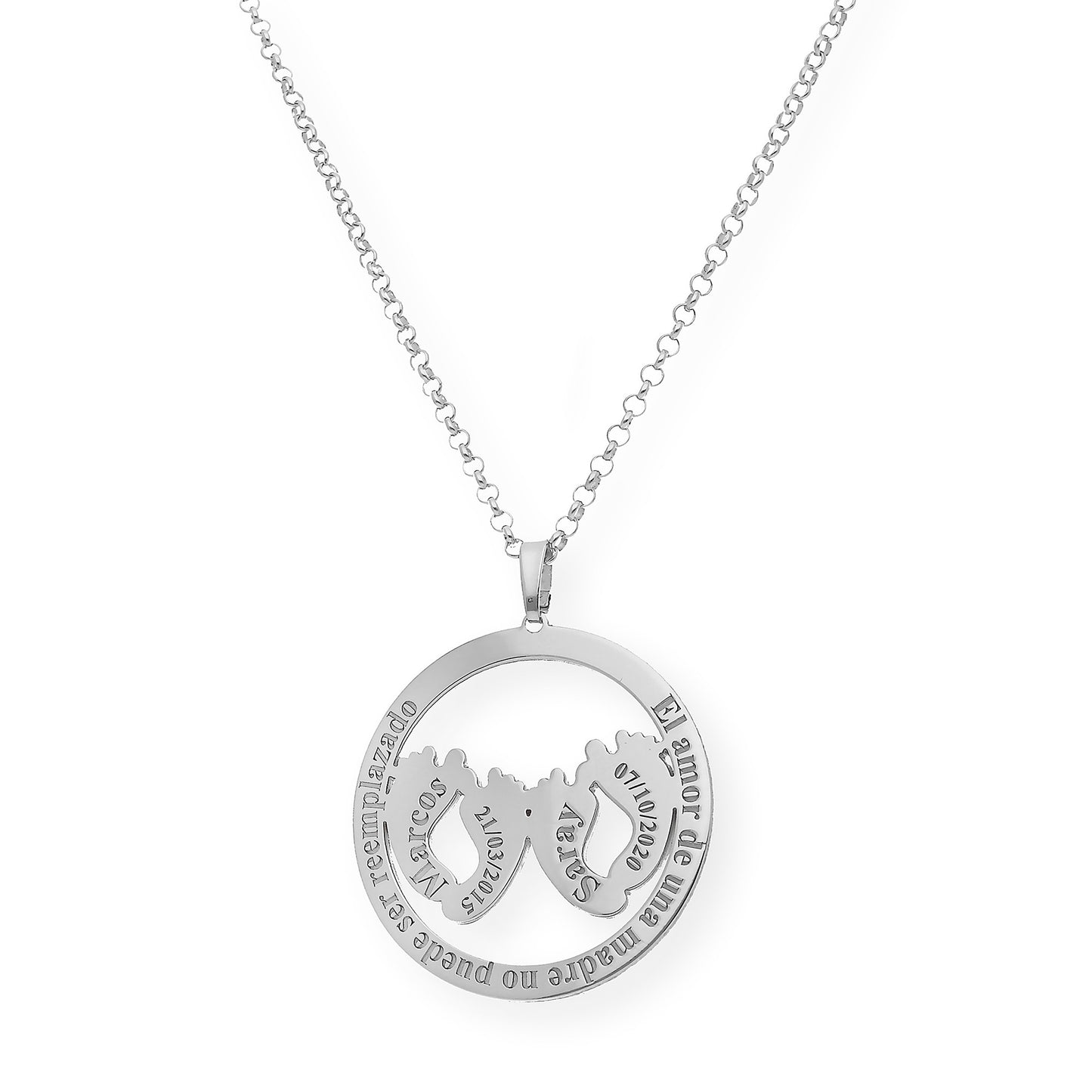 Colgante Eres Mi Vida con Frase y Huella en Plata 925
