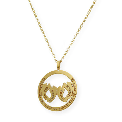 Colgante Eres Mi Vida con Frase y Huella en Plata 925 con Baño de Oro 18k