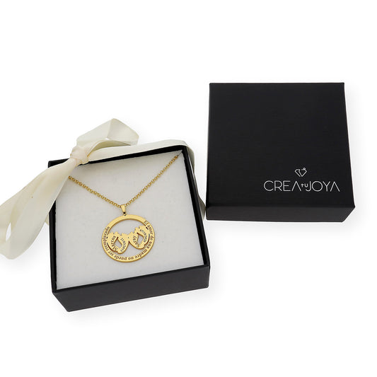 Colgante Eres Mi Vida con Frase y Huella en Plata 925 con Baño de Oro 18k