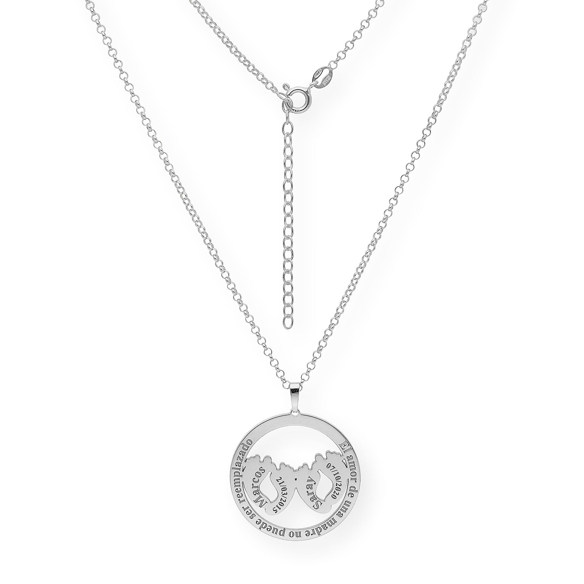 Colgante Eres Mi Vida con Frase y Huella en Plata 925 con Baño de Oro 18k