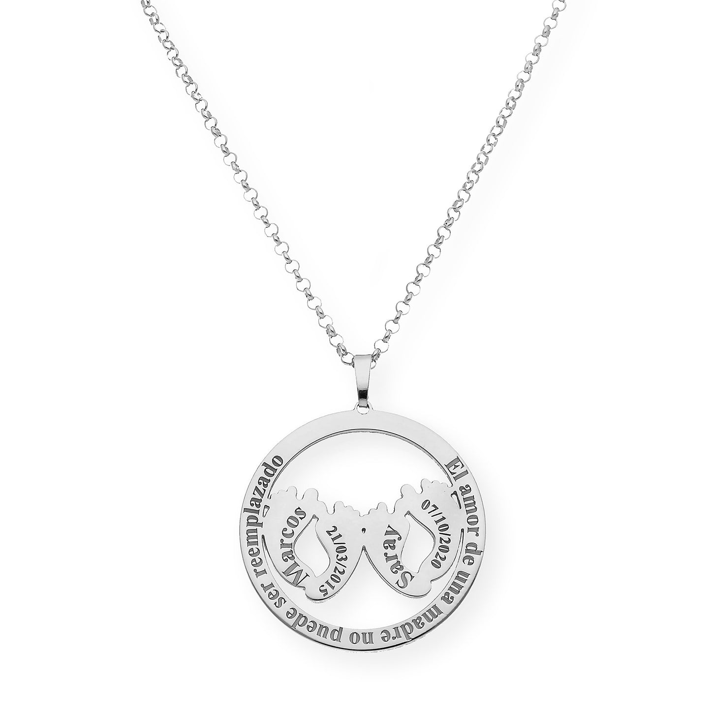 Colgante Eres Mi Vida con Frase y Huella en Plata 925 con Baño de Oro 18k