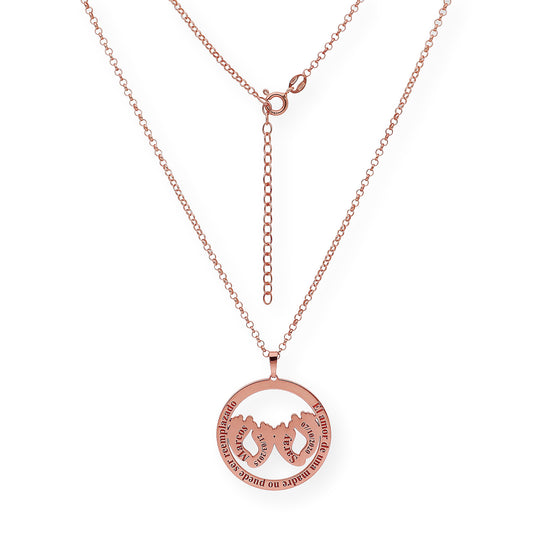 Colgante Eres Mi Vida con Frase y Huella en Plata 925 con Baño de Oro Rosa 18k