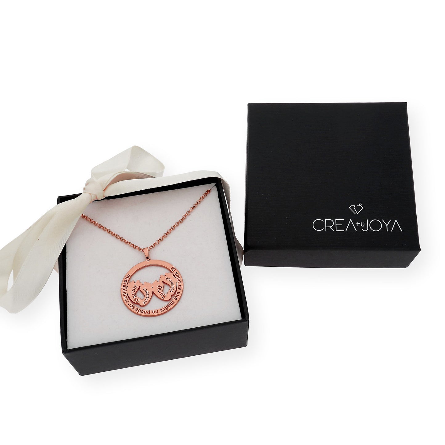 Colgante Eres Mi Vida con Frase y Huella en Plata 925 con Baño de Oro Rosa 18k