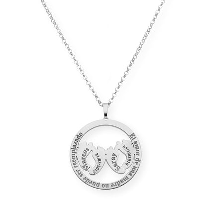 Colgante Eres Mi Vida con Frase y Huella en Plata 925 con Baño de Oro Rosa 18k