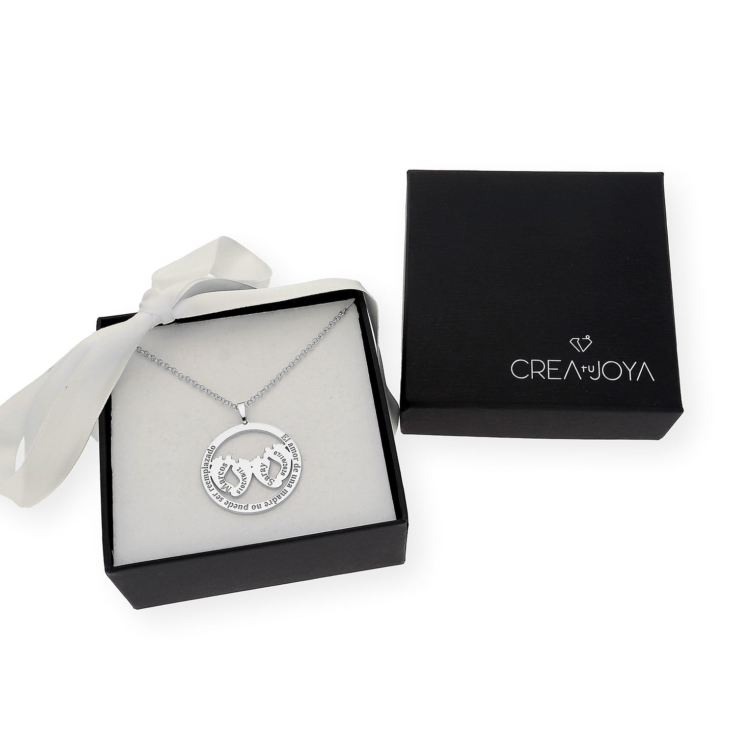 Colgante Eres Mi Vida con Frase y Huella en Plata 925 con Baño de Oro Rosa 18k