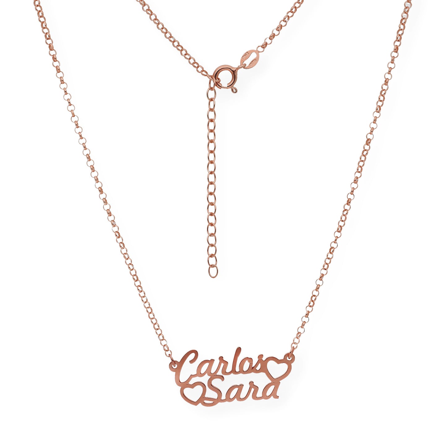 Colgante Eurídice Corazón y Nombres en Plata 925