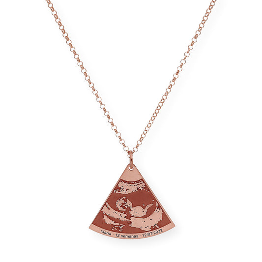 Colgante Ecografía Personalizado en Plata 925 con Baño de Oro Rosa 18k