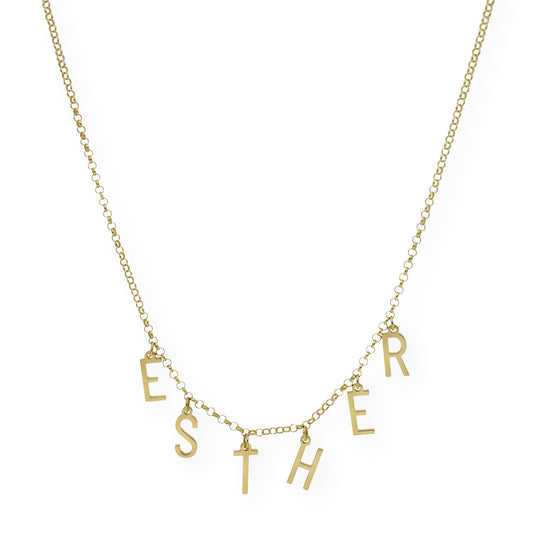 Collar Syna Nombre con Iniciales en Plata 925 con Baño de Oro 18k