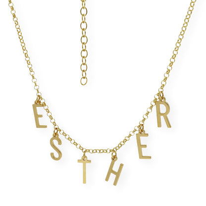 Collar Syna Nombre con Iniciales en Plata 925 con Baño de Oro 18k
