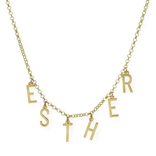Collar Syna Nombre con Iniciales en Plata 925 con Baño de Oro 18k