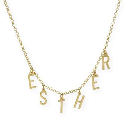 Collar Syna Nombre con Iniciales en Plata 925 con Baño de Oro 18k