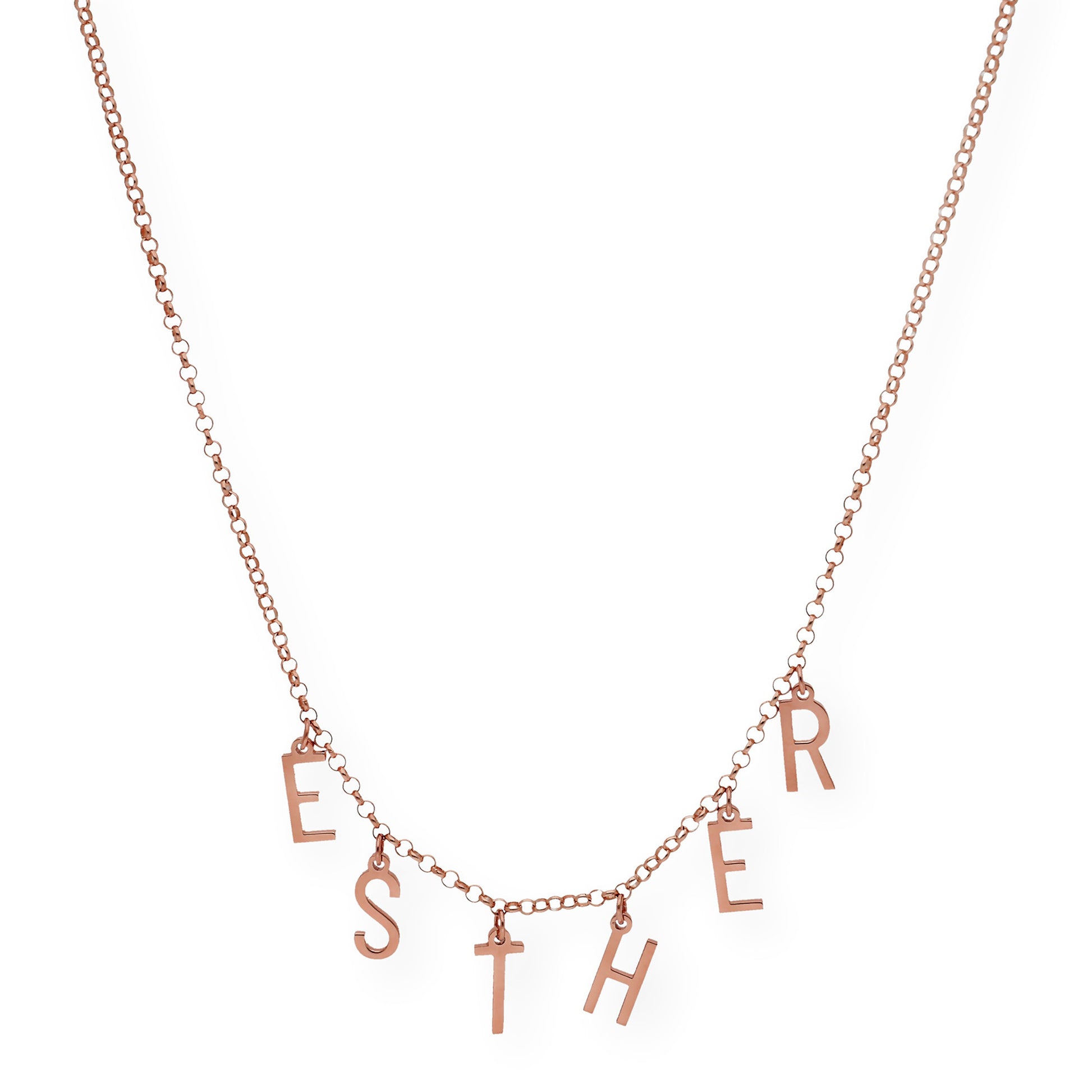 Collar Syna Nombre con Iniciales en Plata 925 con Baño de Oro Rosa 18k