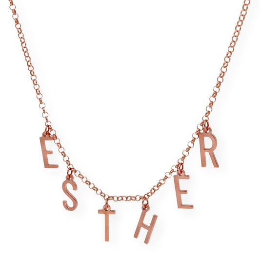 Collar Syna Nombre con Iniciales en Plata 925 con Baño de Oro Rosa 18k