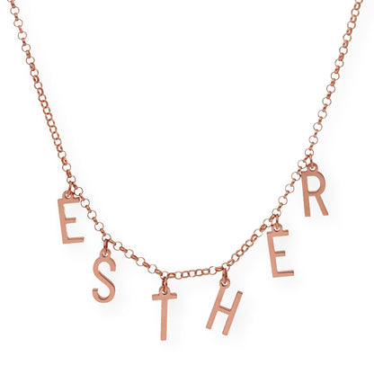 Collar Syna Nombre con Iniciales en Plata 925 con Baño de Oro Rosa 18k