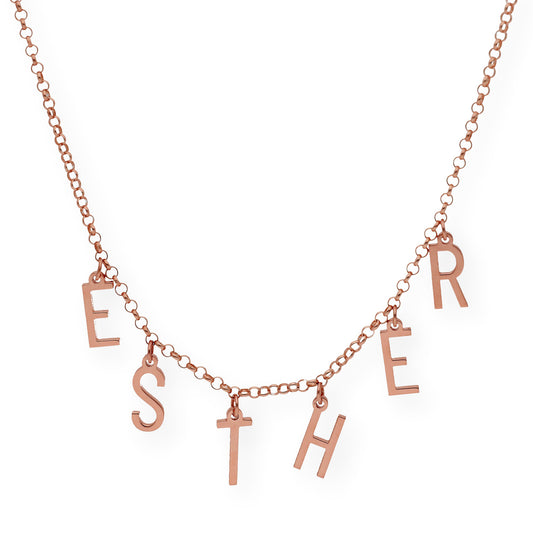 Collar Syna Nombre con Iniciales en Plata 925 con Baño de Oro Rosa 18k