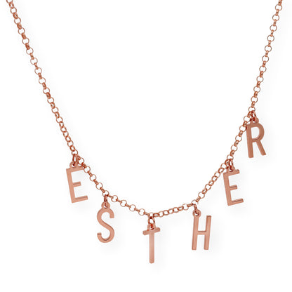Collar Syna Nombre con Iniciales en Plata 925 con Baño de Oro Rosa 18k