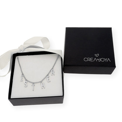 Collar Syna Nombre con Iniciales en Plata 925 con Baño de Oro Rosa 18k