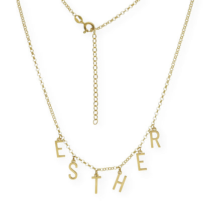 Collar Syna Nombre con Iniciales en Plata 925 con Baño de Oro Rosa 18k