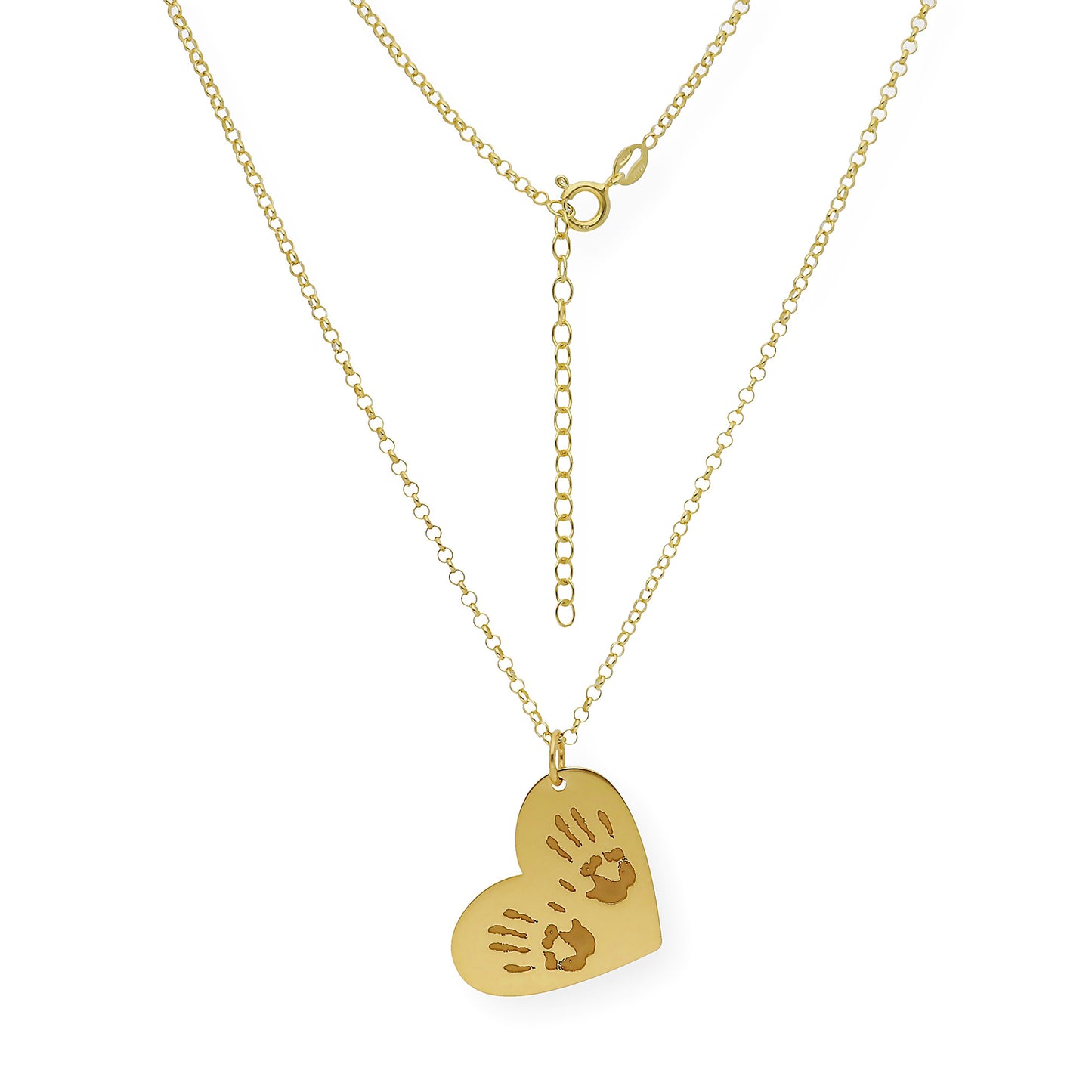 Colgante Galatea Corazón y Manos en Plata 925 con Baño de Oro 18k