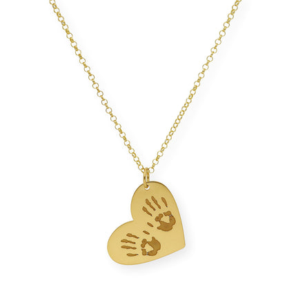 Colgante Galatea Corazón y Manos en Plata 925 con Baño de Oro 18k
