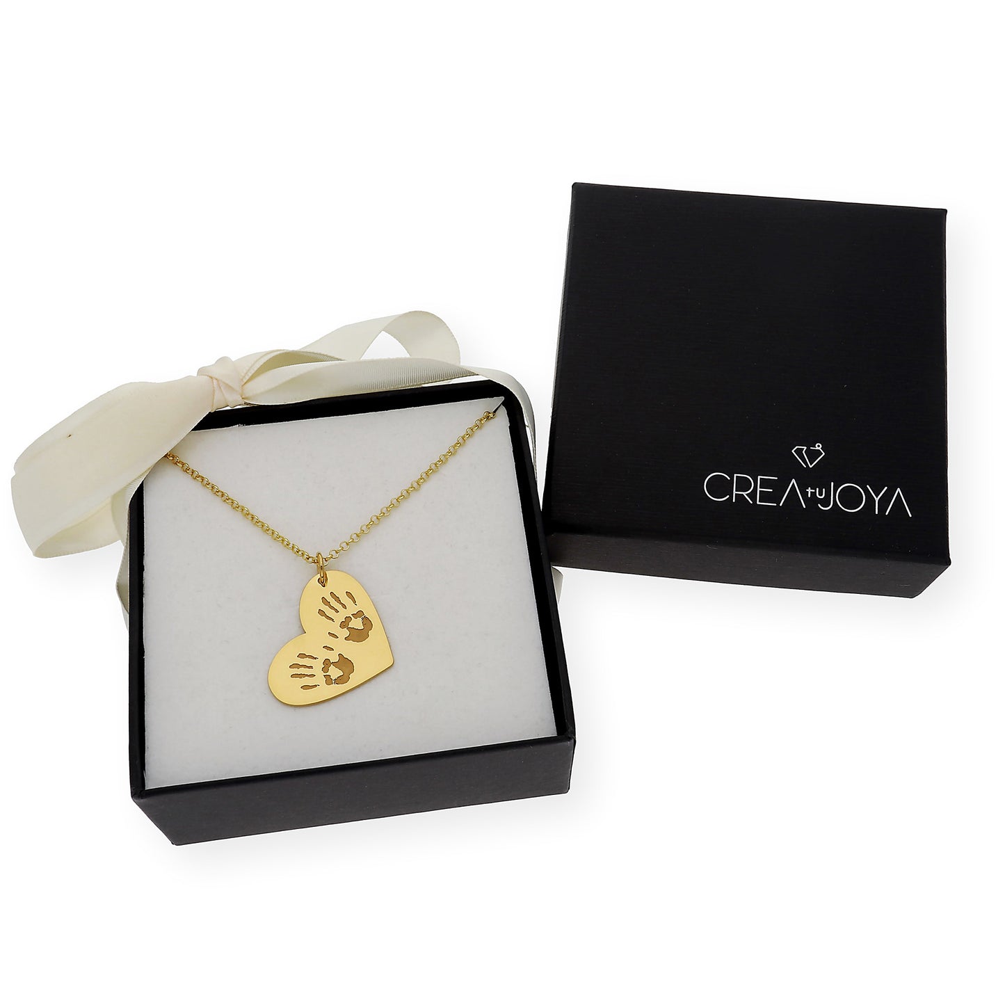 Colgante Galatea Corazón y Manos en Plata 925 con Baño de Oro 18k