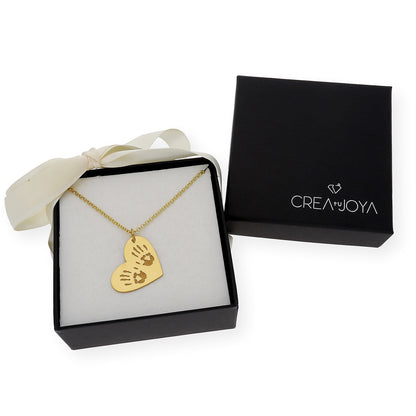 Colgante Galatea Corazón y Manos en Plata 925 con Baño de Oro 18k
