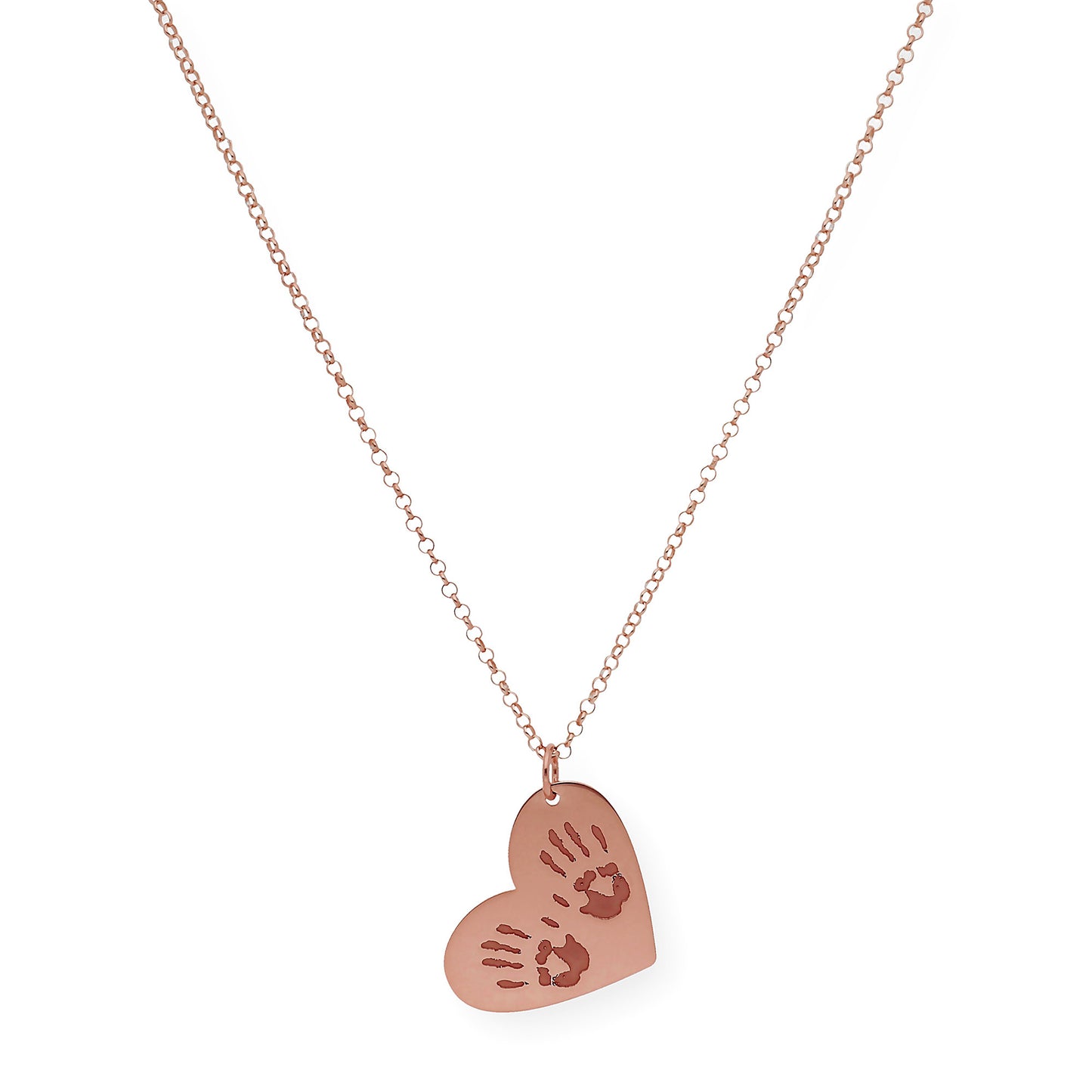 Colgante Galatea Corazón y Manos en Plata 925 con Baño de Oro Rosa 18k
