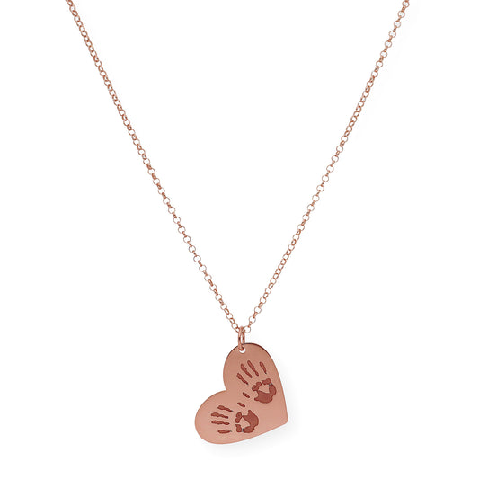 Colgante Galatea Corazón y Manos en Plata 925 con Baño de Oro Rosa 18k