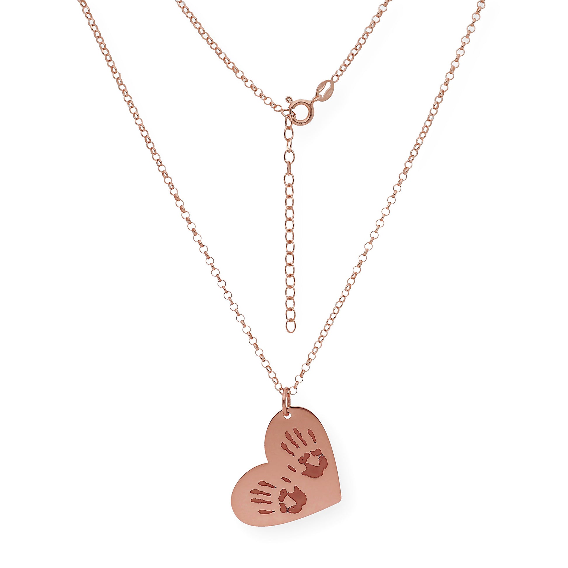 Colgante Galatea Corazón y Manos en Plata 925 con Baño de Oro Rosa 18k