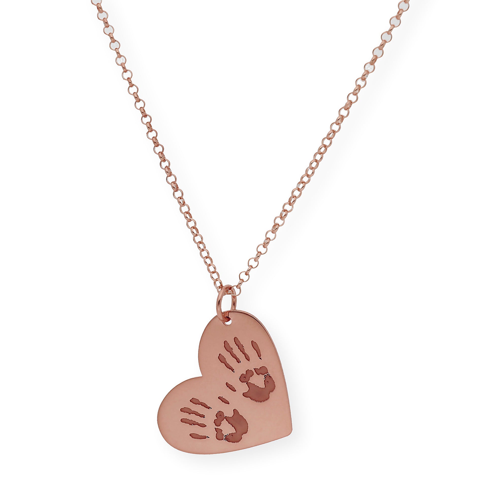 Colgante Galatea Corazón y Manos en Plata 925 con Baño de Oro Rosa 18k