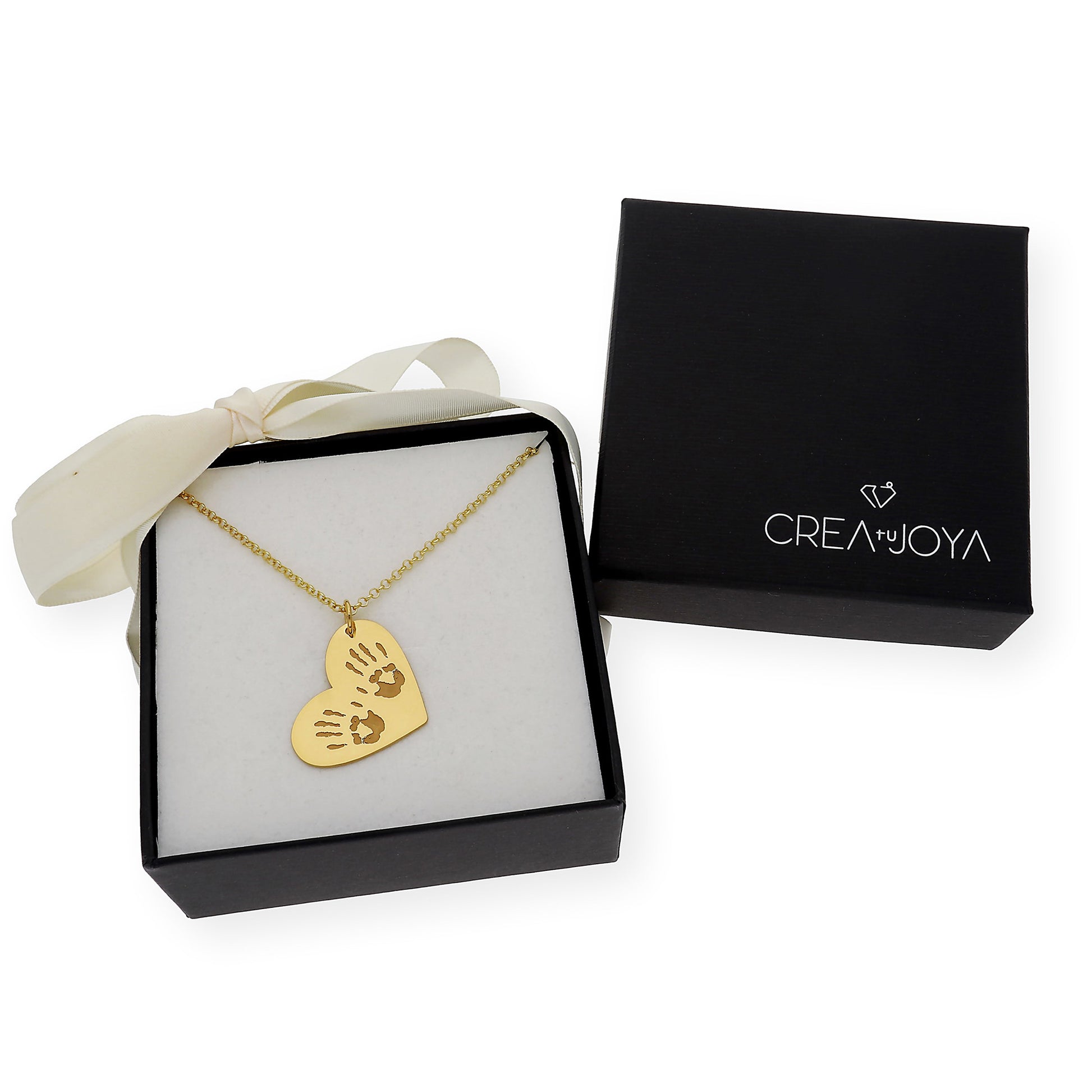 Colgante Galatea Corazón y Manos en Plata 925 con Baño de Oro Rosa 18k