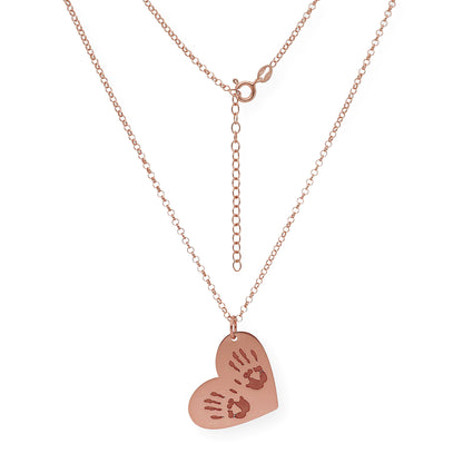 Colgante Galatea Corazón y Manos en Plata 925 con Baño de Oro 18k