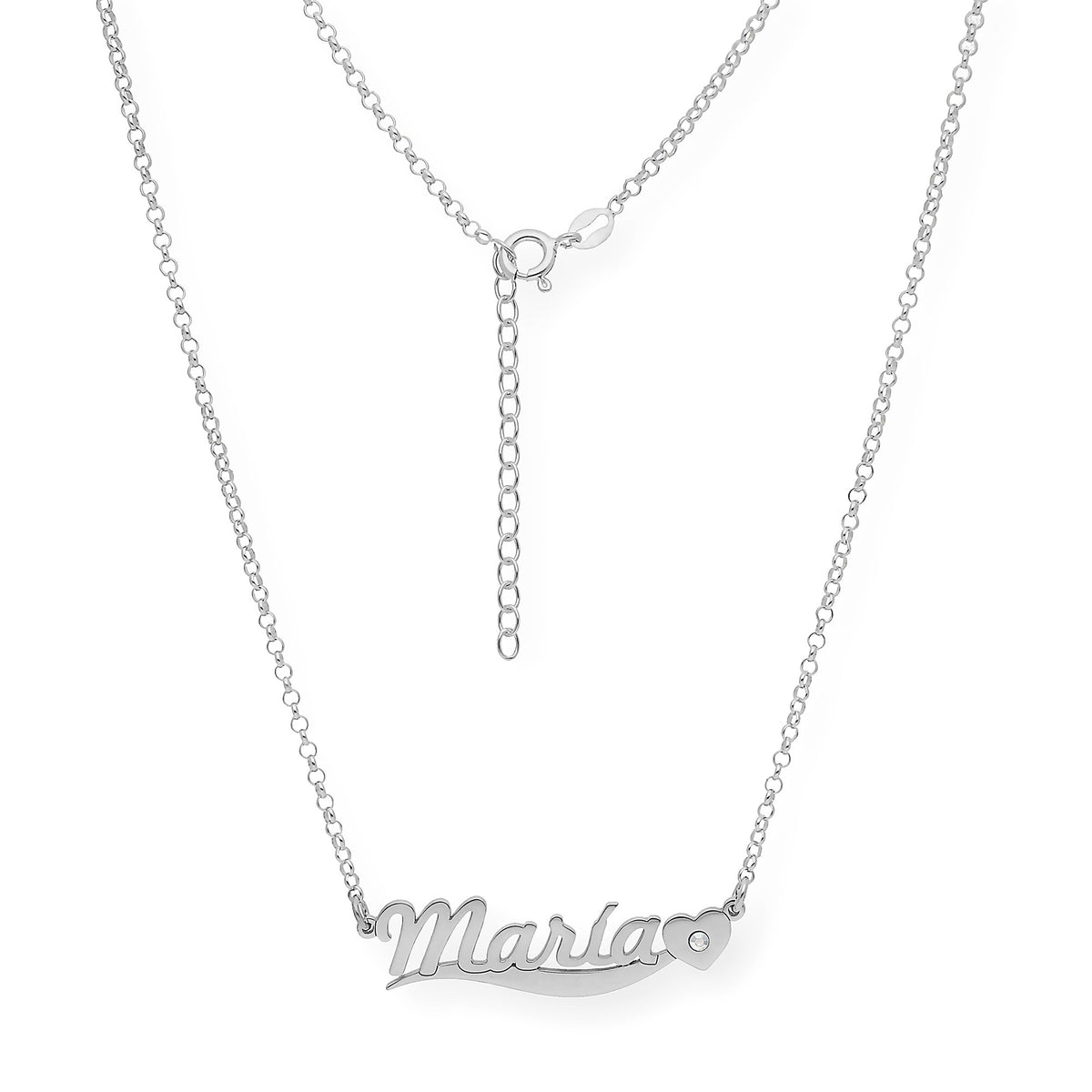 Collar Kassia Nombre y Corazón con Circonita en Plata 925