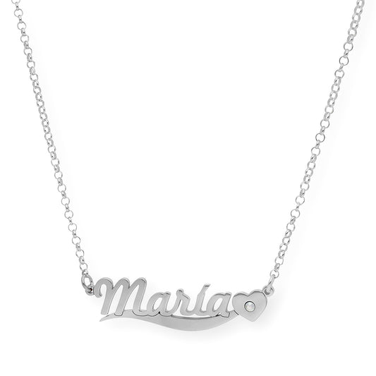 Collar Kassia Nombre y Corazón con Circonita en Plata 925